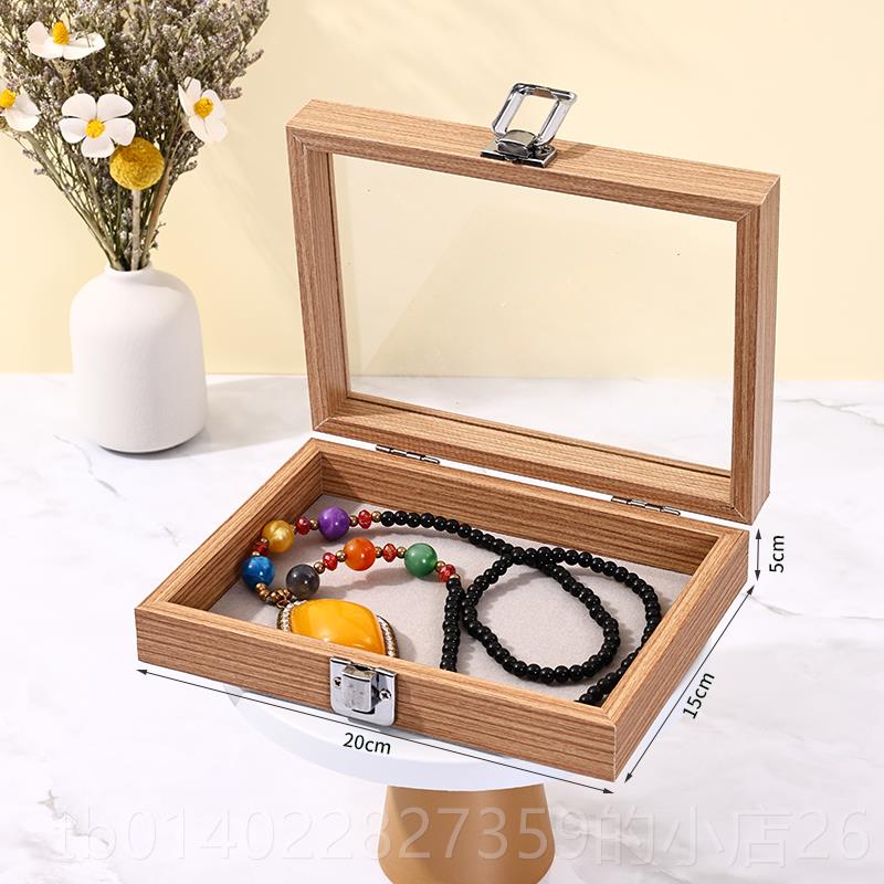 正品便雅梨木纹防饰尘带盖项珠宝箱戒指链花收纳盒耳环饰品盒珠宝