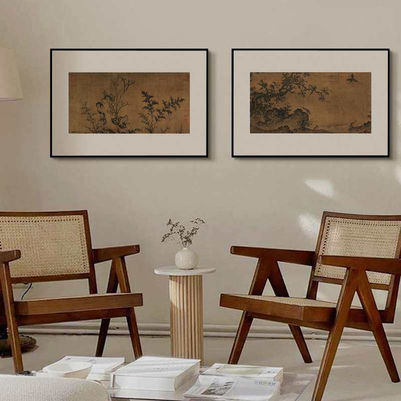 赵孟頫《竹石图》新中式小众艺术装饰画客厅书房国画办公室山水画