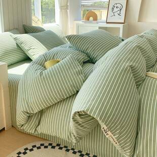 2025新款全棉原棉磨毛色织水洗四件套回暖系列单双人宿舍纯棉套件