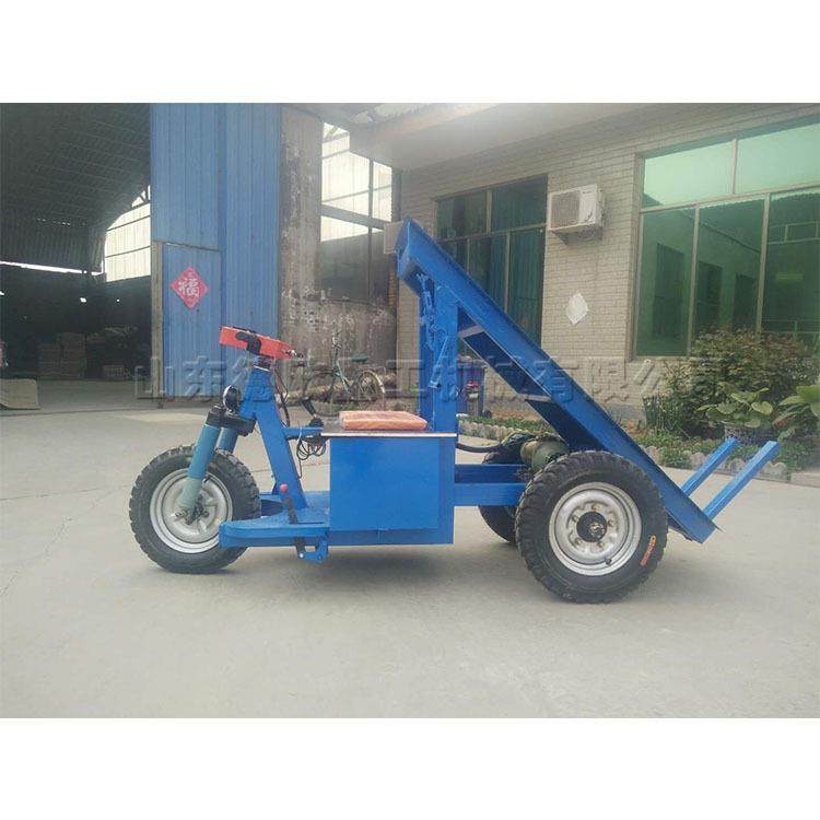 骑行式电动平板拉砖设备 建筑工程管材运输车 手摇自卸平板拉砖车