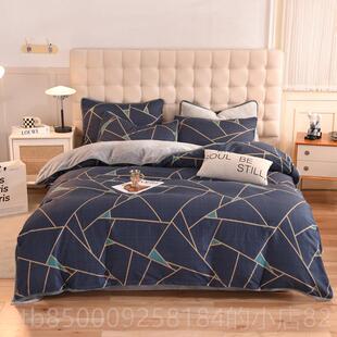 正品全棉加绒四件套绒纯棉B牛A奶瑚单面绒被套毛绒床单珊加厚保暖