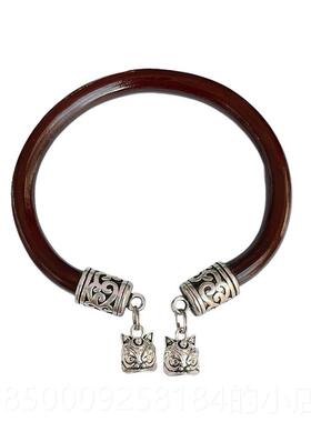 正品藏天然品鸡血藤手镯女吊坠款男正藏银铃铛镯情侣民风族木西质