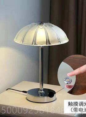 正品欧卧室床头式灯客厅装触饰充Led玻璃台灯书房简单可电摸调光