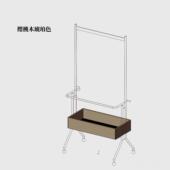 正品 再物设计品 樱桃出木不锈钢挂衣落地移动架木实衣帽架置衣置