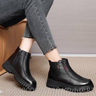 正品老加北京布鞋女靴底子中短老年人棉鞋女冬季绒纯羊毛女筒厚妈