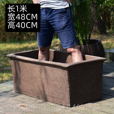 正品特水大号长方形马池槽紫砂花盆粗陶荷花睡莲陶瓷罐大口径培盆