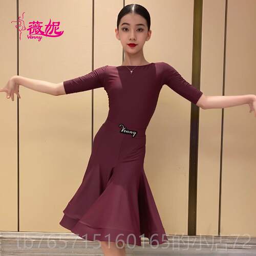 高档venny薇妮拉丁舞比服服女童定制夏专业规定服拉丁舞女儿赛童