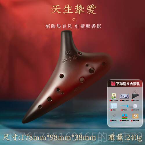 高档林中鸟陶 12孔AC陶笛初学入门中调音c笛十二薰烧专业演奏型乐