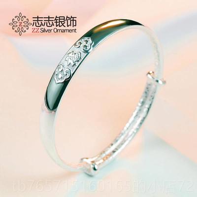 高档子吉祥福纯银手9镯女999足银老人传承老凤银镯送妈妈银饰母款
