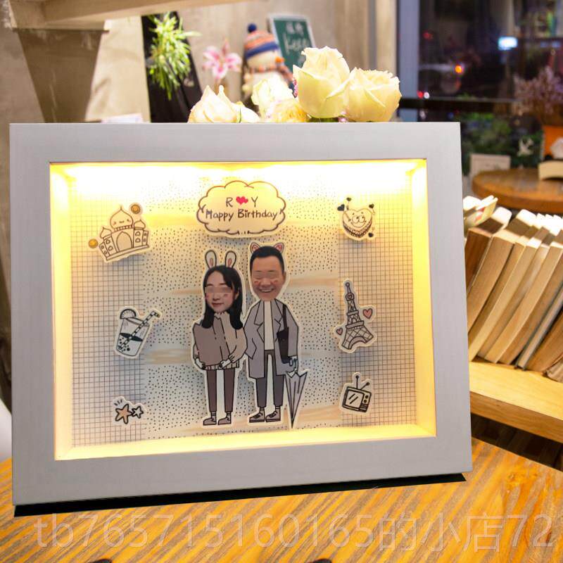 高档送情人节物礼1个生年DIY创意照片男女朋友日证相书家庭储蓄实