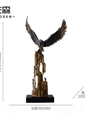 高档铜佐森大展宏图黄鹰摆件办展公室装饰大鹏开翅玄关摆设乔迁业