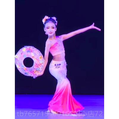 高档春意浓舞蹈服儿童独斗笠少服儿舞傣族演出民族演服装鱼表尾裙