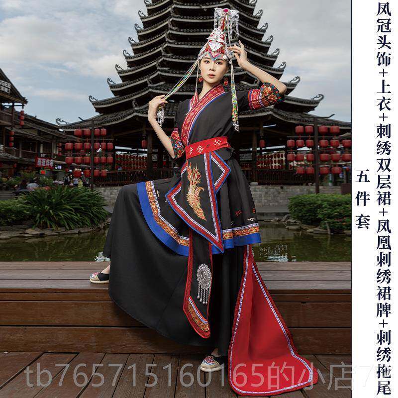 高档畲族服女少数民新族服饰装成人高端传统盛装冠刺绣凤舞蹈演出