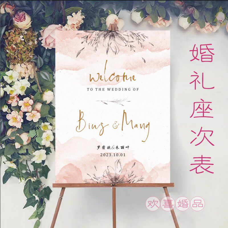 定制婚礼座位图婚宴座位表结婚人员名单海报宾客席位图卡设计打印