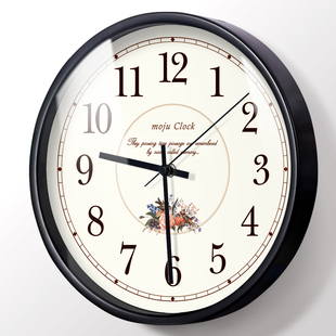 简欧式钟表挂钟客厅家用超静音墙上免打孔创意卧室时钟挂表石英钟
