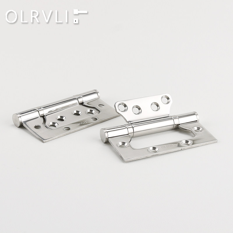 olrvli不锈钢亮银色子母合页房门木门免开槽合页铰链静音轴承合页