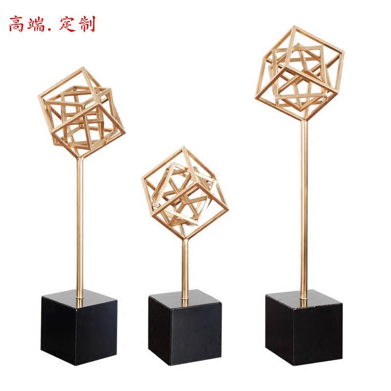 铁艺摆件金属几何办公室软装摆设创意样板桌面书房客厅雕塑装饰品