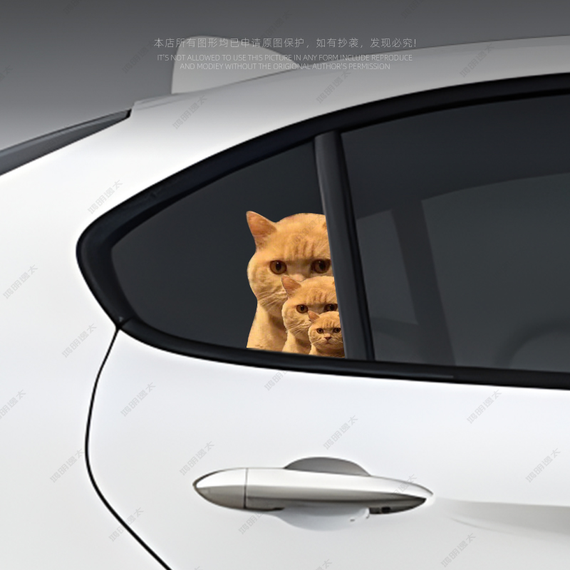 汽车贴纸搞笑动物表情包个性创意侧后窗玻璃划痕遮挡装饰防水贴