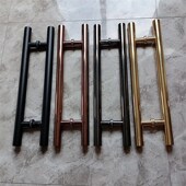 推拉门KTV酒店不锈钢门把手 玫瑰金钛金黑钛 圆管拉手 玻璃门拉手