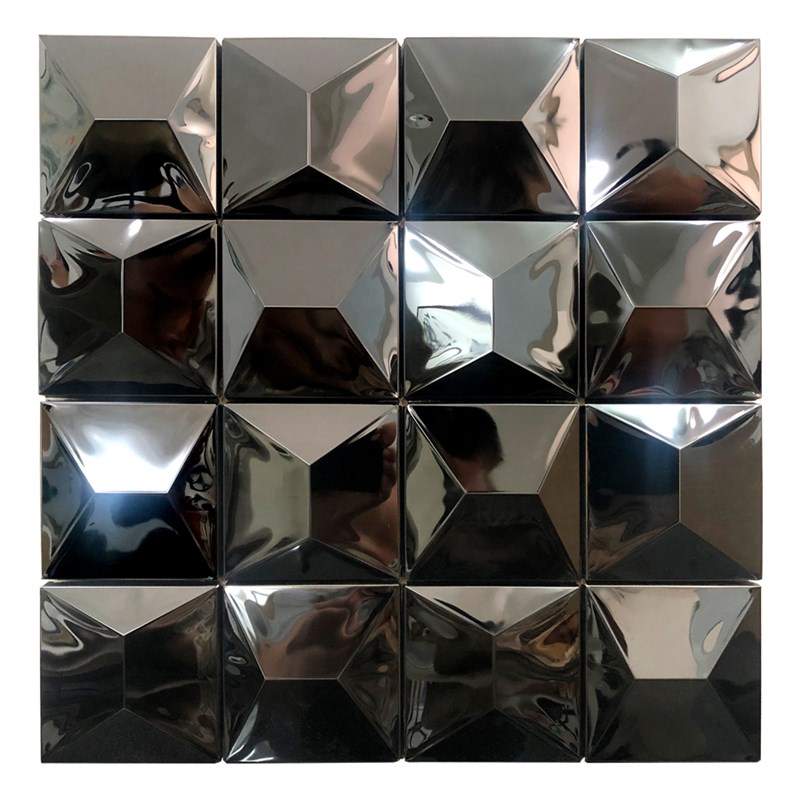 3D立体镜面金属马赛克瓷砖餐厅吧台艺术形象背景墙凹凸不锈钢墙砖
