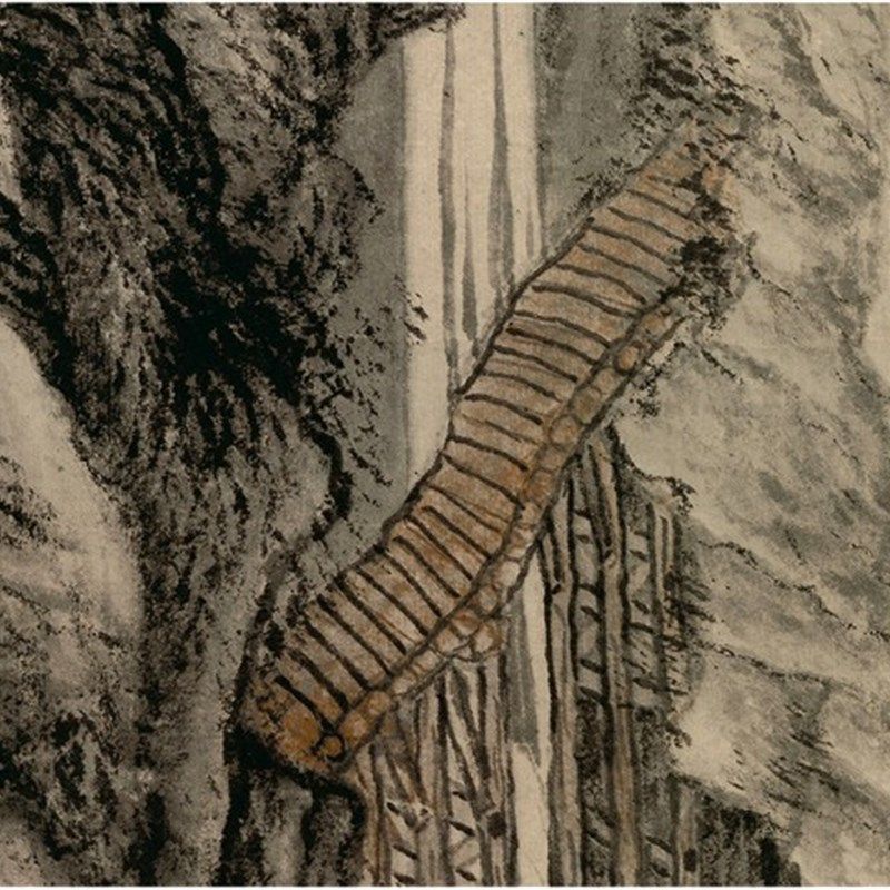 1:1明沈周 庐山高图 古代名画山水画立轴高清复制家庭装饰画文稿