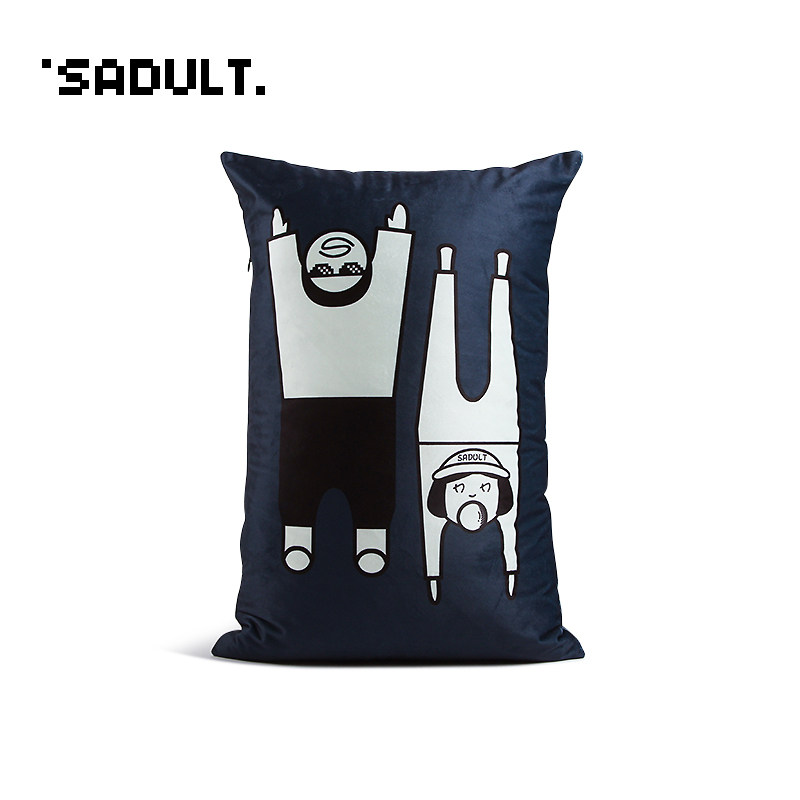 Sadult卡通毛绒靠枕沙发办公室卧室床上睡觉靠背靠垫方枕长条抱枕