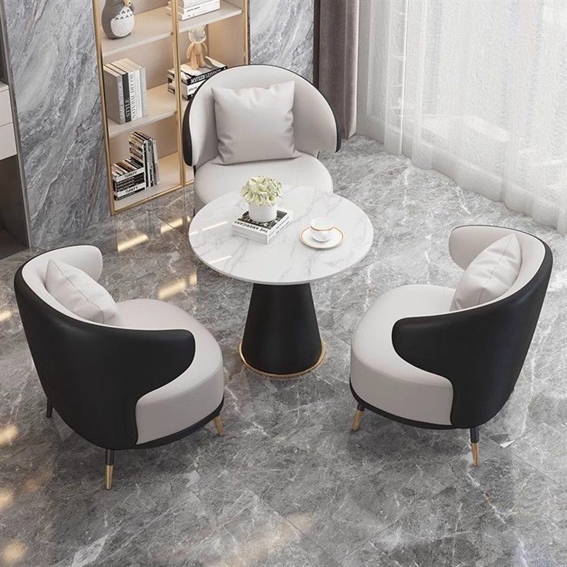 商务休闲简约单人沙发茶几接待桌椅酒店洽谈办公美容院专用