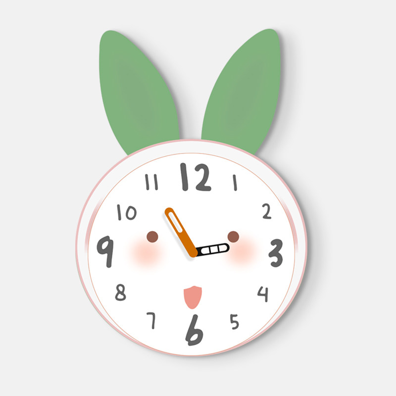 儿童房创意静音挂钟客厅2024新款石英钟表现代简约免打孔挂墙时钟
