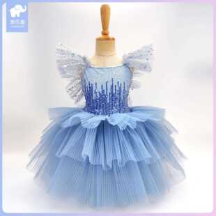 正品童蓬蓬裙女童洛丽塔公裙演出服可爱儿演彩虹主纱礼服汇合唱表