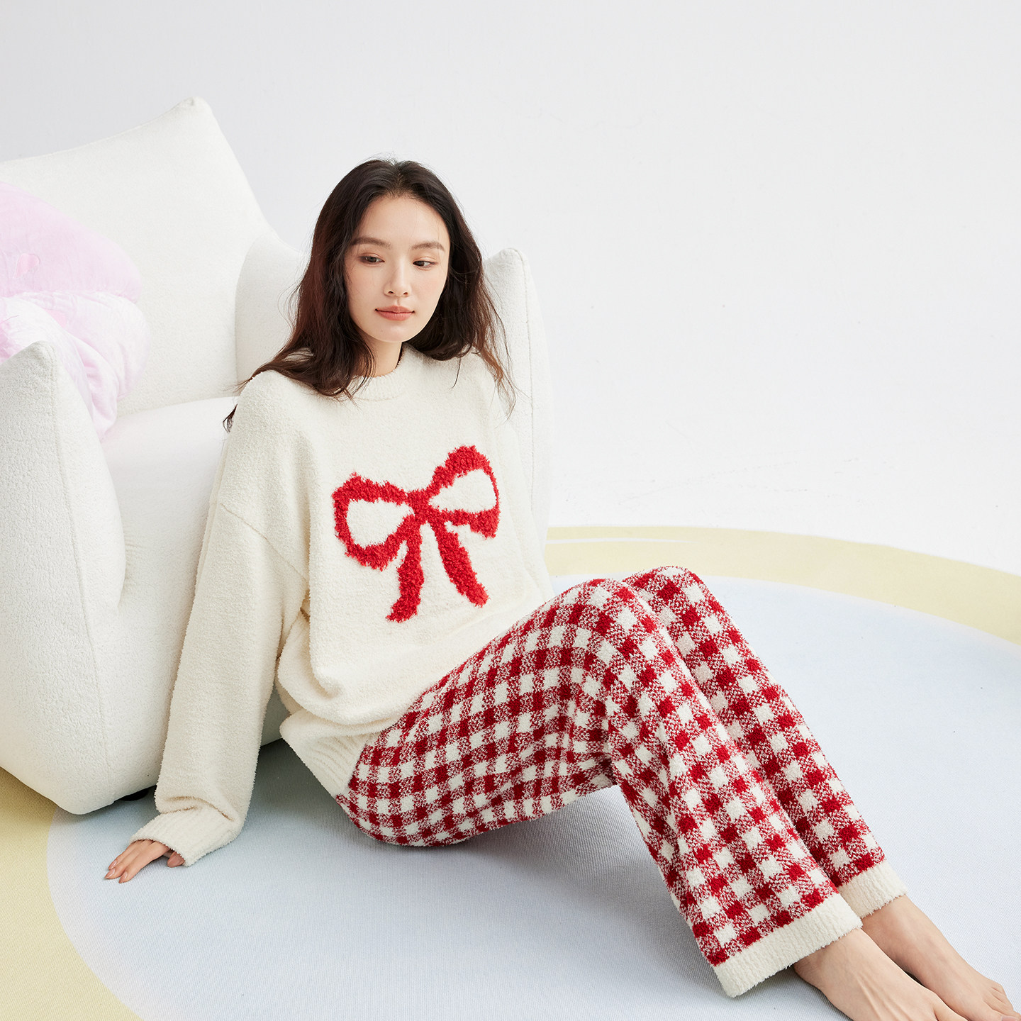 慵懒软绵绵半边绒睡衣女2025新款