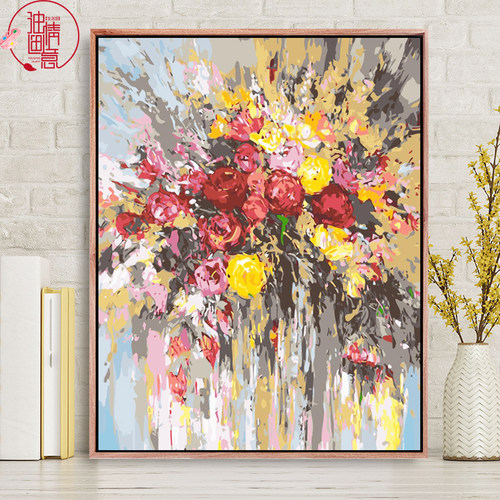 数字油画diy简约现代风景手工手绘填充填色画画自绘油彩画装饰画