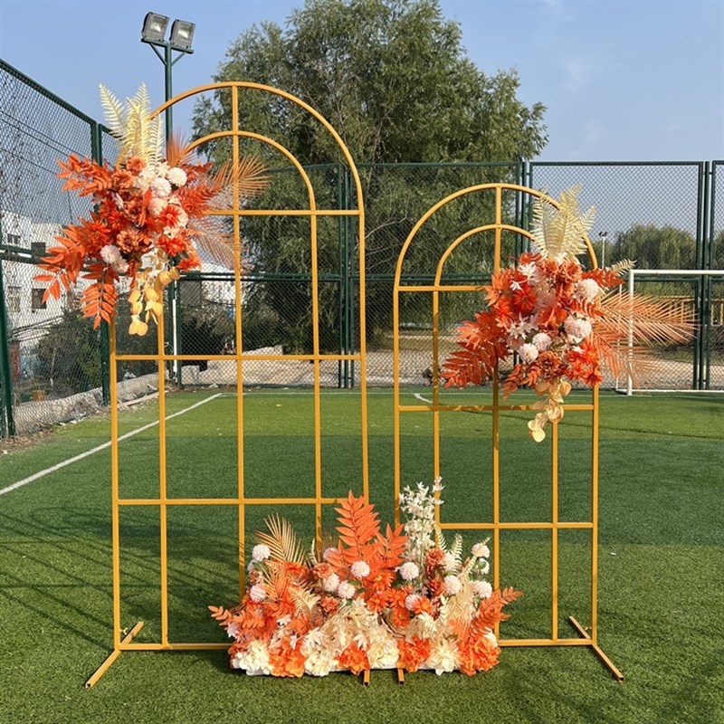 新款婚庆道具婚礼背景铁艺方框几何屏风花田喜事花架森系花拱门