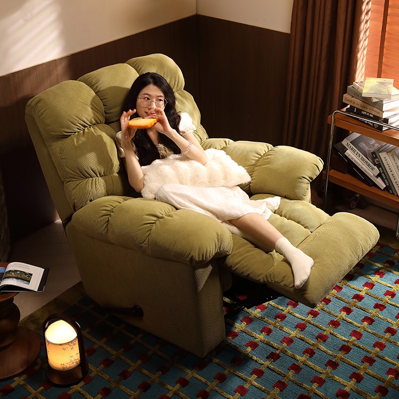 卡萨驰单人电动功能沙发椅客厅复古风休闲可躺可睡懒人沙发摇摇椅