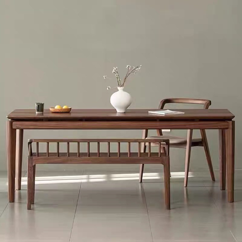 202款北美黑胡桃木餐桌 长方形书桌办公桌 简约现代客厅实木家用