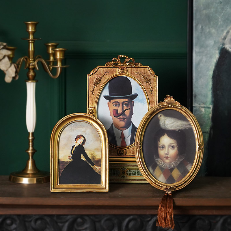 费灵家居手工欧式复古奢华相框宫廷风古铜色树脂组合摆台挂墙照片