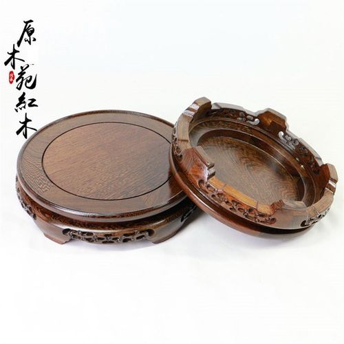 红木盆景底座 实木花瓶底座木雕原木摆件鱼缸工艺品底托鸡翅木