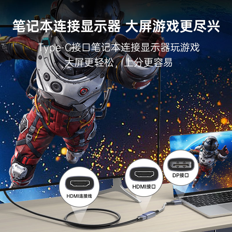 dp1.转hdmi2.1转接头8k/0笔记本电脑显示器切换器母口K/0Hz