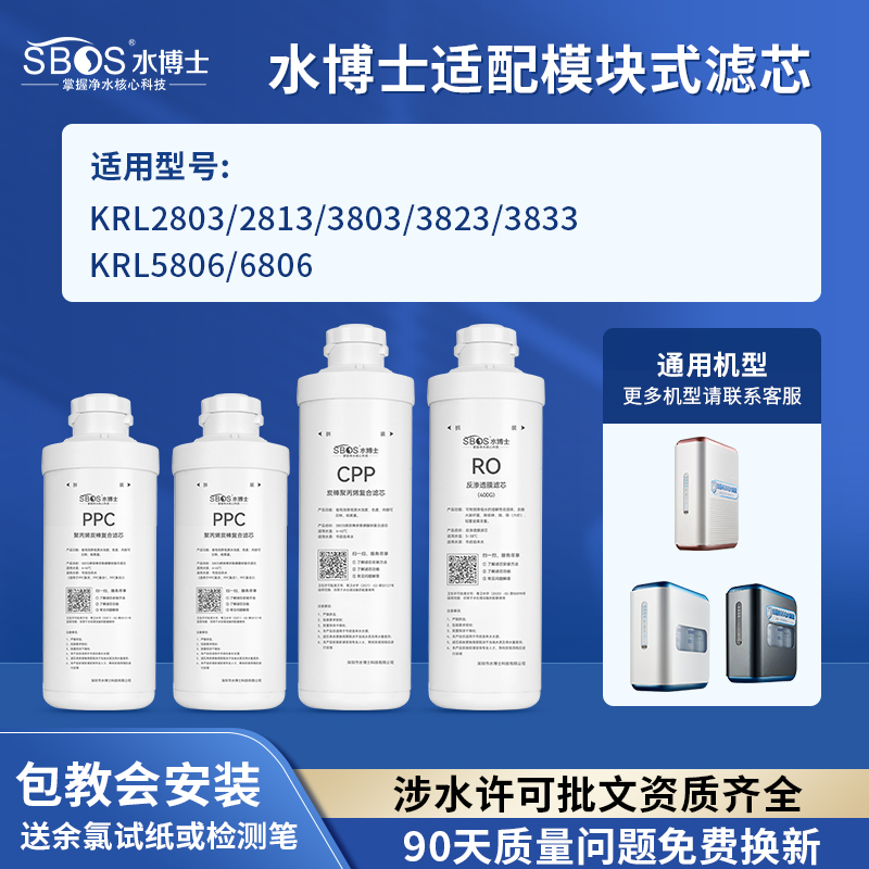 适配沁园净水器滤芯KRL3833/5806台式净水机ro膜cppc复合全套通用