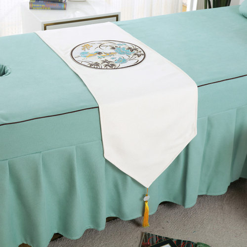 美容床床旗脚枕带芯刺绣流苏精美高档欧式韩式简约风