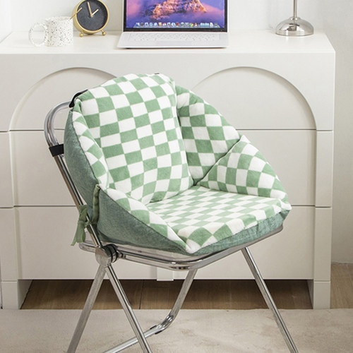 两面用护腰坐垫加热可拆洗坐靠一体垫子棋盘格学生办公室久坐椅垫