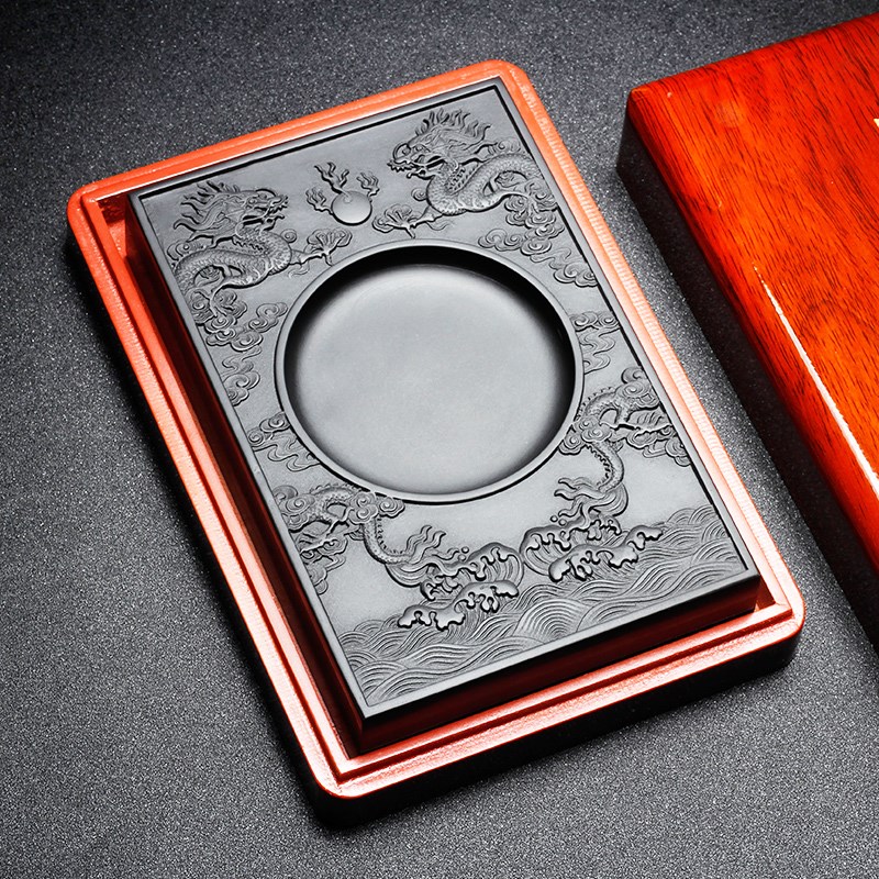 《龙戏珠》国家非遗 安徽可磨墨砚台高档歙砚老坑天然原石研墨墨