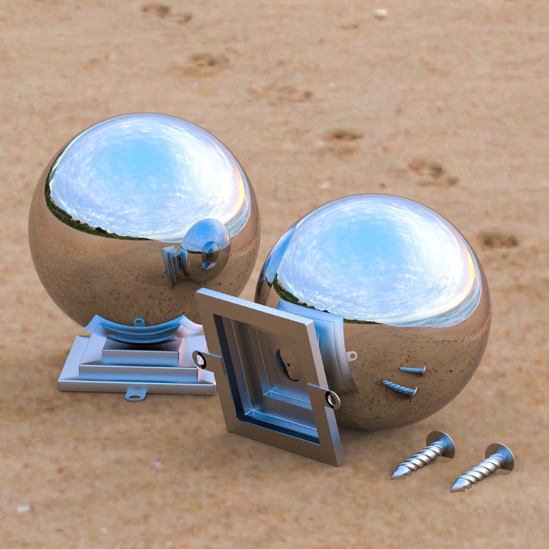 不锈钢钛金球30圆球空心带底座装饰球大门柱子球扶手球连体球