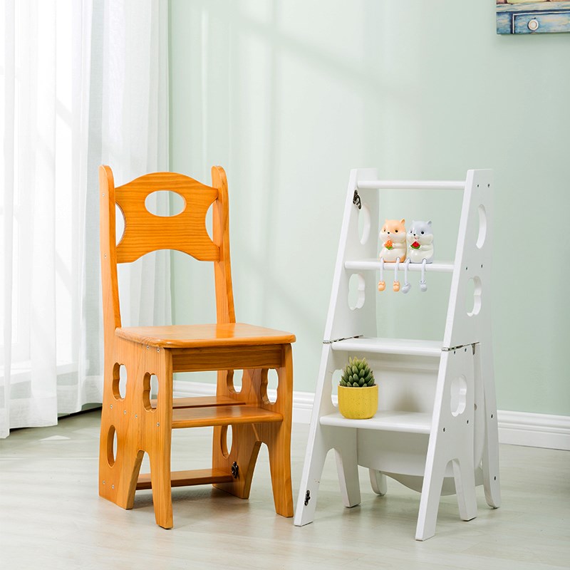 多功能实木楼梯椅家用梯子凳两用折叠登高梯四层四步梯凳