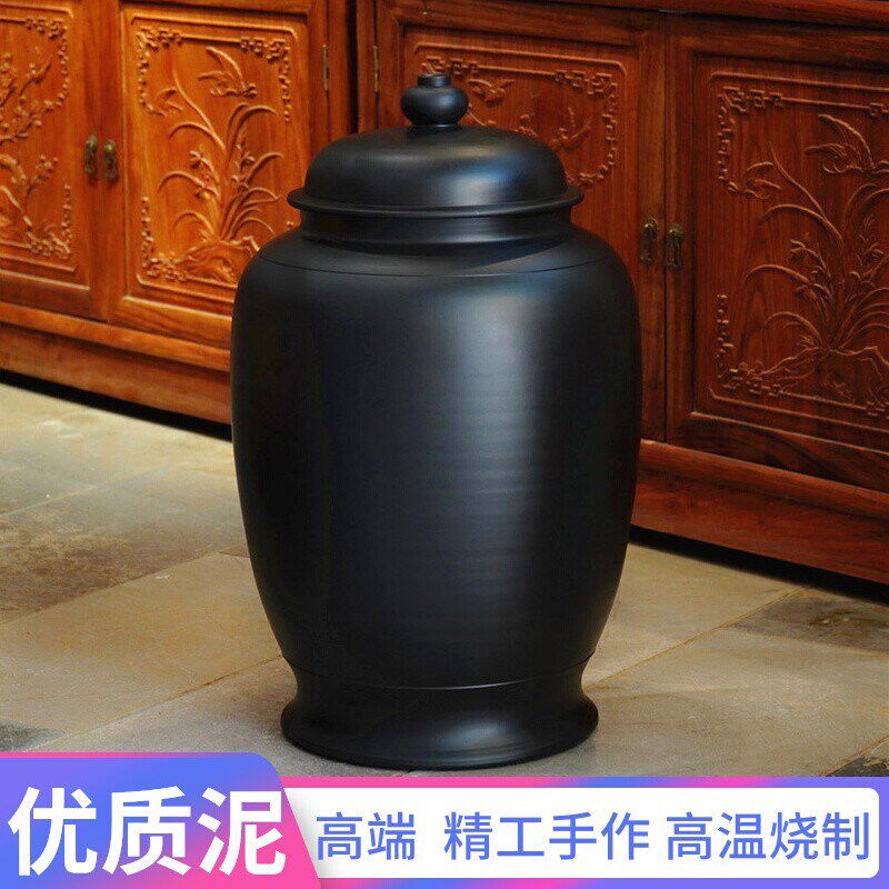 茶叶罐密封罐陶瓷精品存茶缸高档紫砂特大号建水紫陶高端茶叶缸