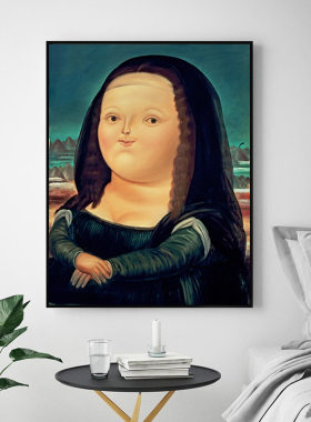 胖胖的蒙娜丽莎挂画 Fernando Botero 费尔南多波特罗装饰画客厅