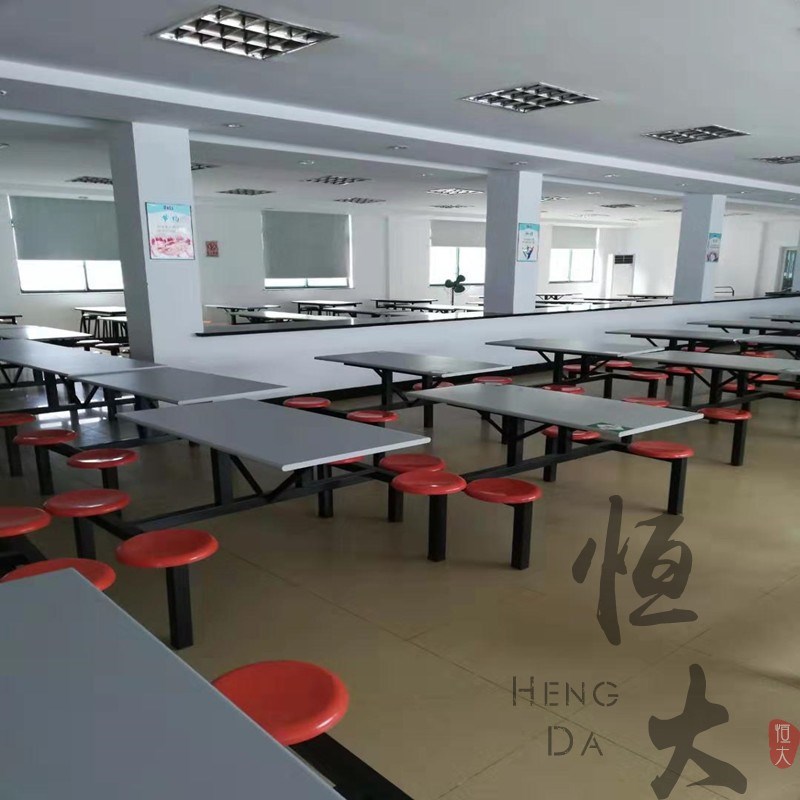学校学生食堂餐桌椅人8人位玻璃钢员工连体快餐桌椅饭堂餐桌