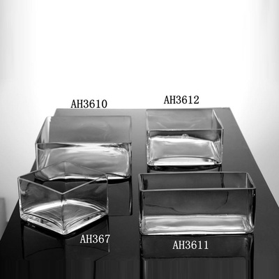 长方形透明玻璃花瓶水培插花器水养植物富贵竹绿萝器皿扁方缸容器