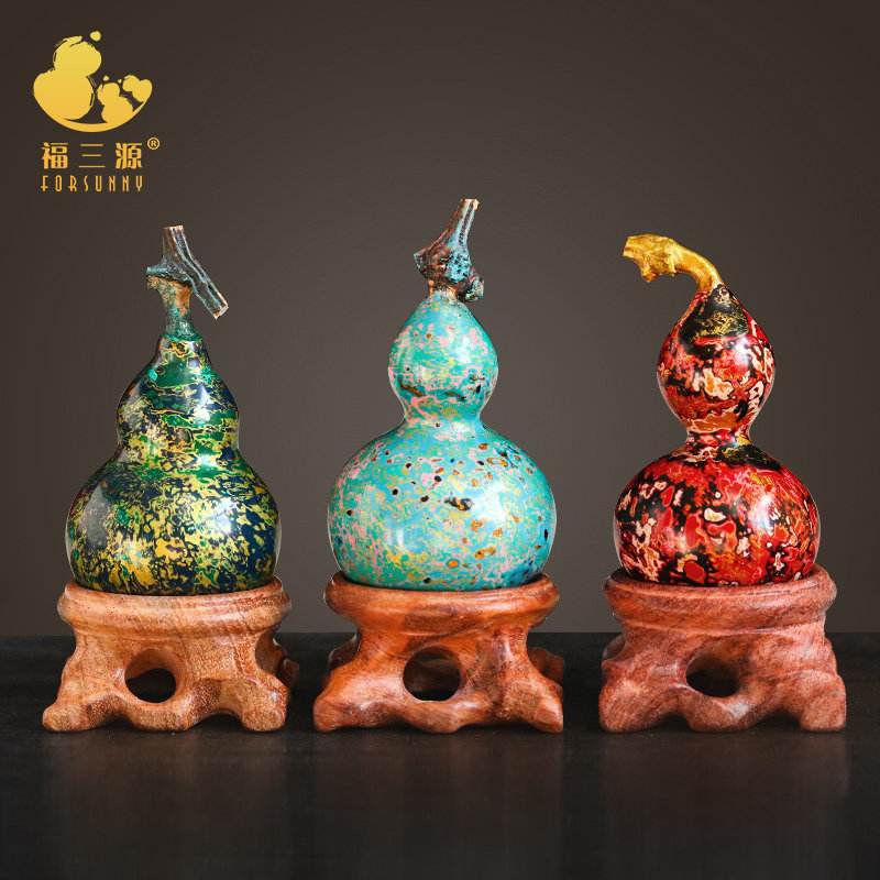 天然大漆葫芦挂件摆件菠萝犀皮上色漆器文玩带龙头精品小把玩手捻