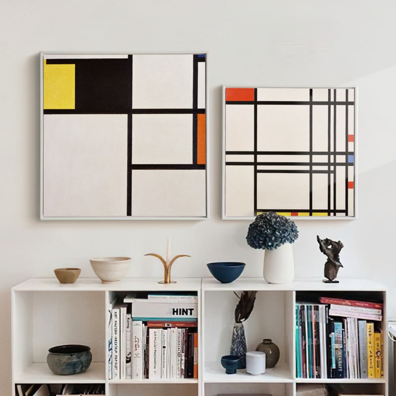 上品印画 蒙德里安代表作11幅 抽象玄关走廊过道楼梯装饰画挂画