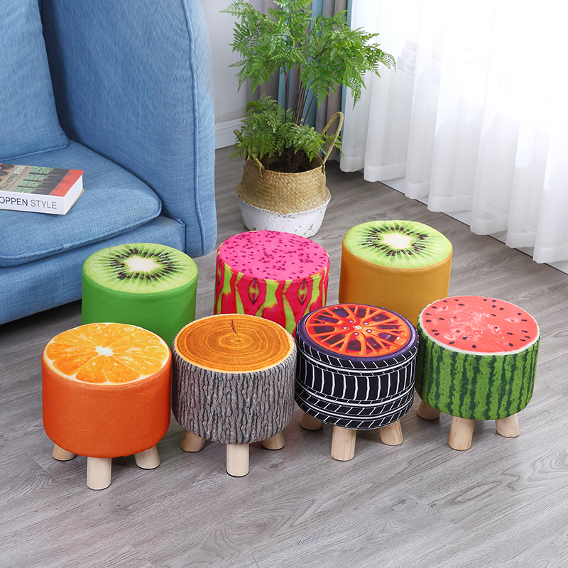 小凳子家用布艺矮凳圆凳沙发茶几凳换鞋凳小板凳创意简约实木板凳